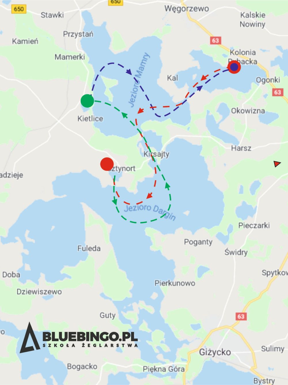 trasa żeglarska mazury  północ